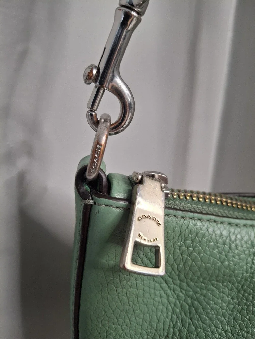 Coach Dempsey Green Pebbled Leather Shoulder Crossbody Bag